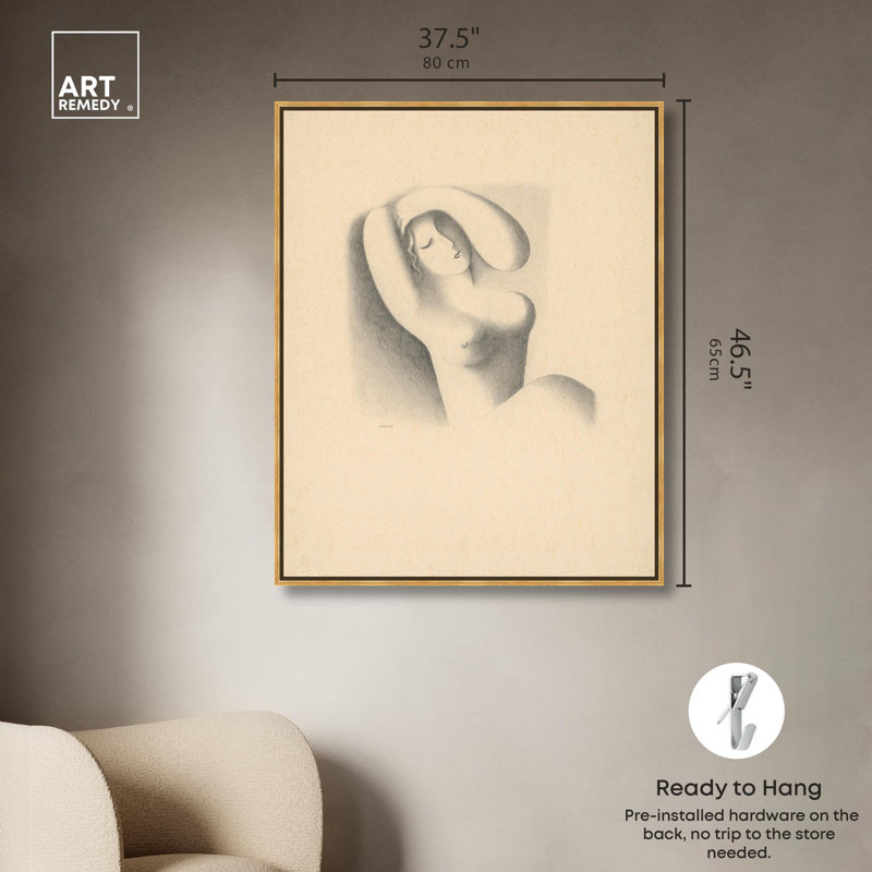 «Sleeping Canvas», figure féminine classique par Art Remedy, Cadre doré, H 46 po x l 37 po