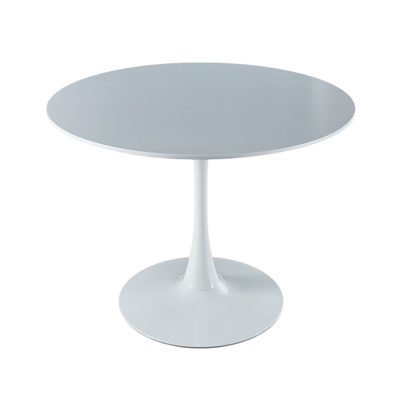 42" Tulip Round Dining Table With Metal Base,White, White, Wood, 28.74'' H X 42.12'' W X 42.12'' D