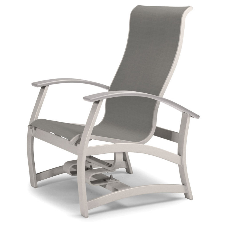 Askar Powder Coated Aluminum Outdoor Lounge Chair, Textured Snow, White P50, Alloy Sunbrella®