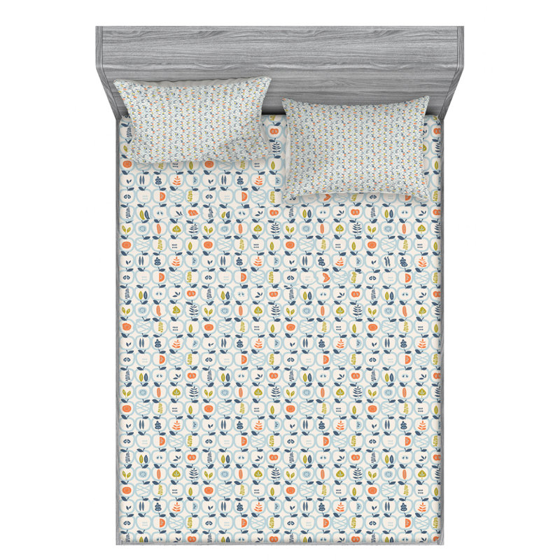 Microfiber Sheet Set, Full/Double Fitted Sheet with 2 Pillowcases, Scandinavian