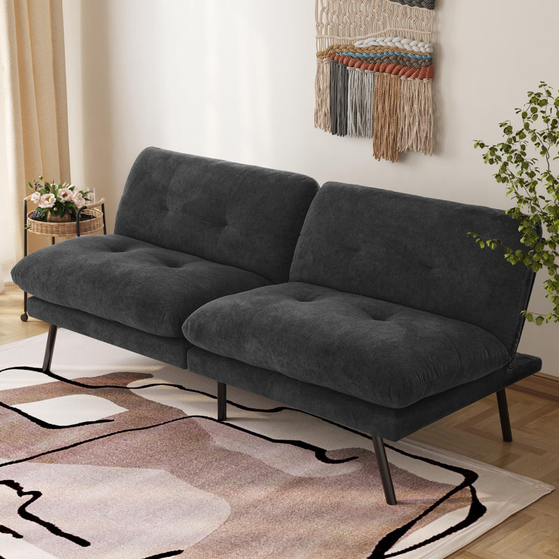 Petit canapé-lit pliant inclinable futon pour salon, appartement, bureau, Noir