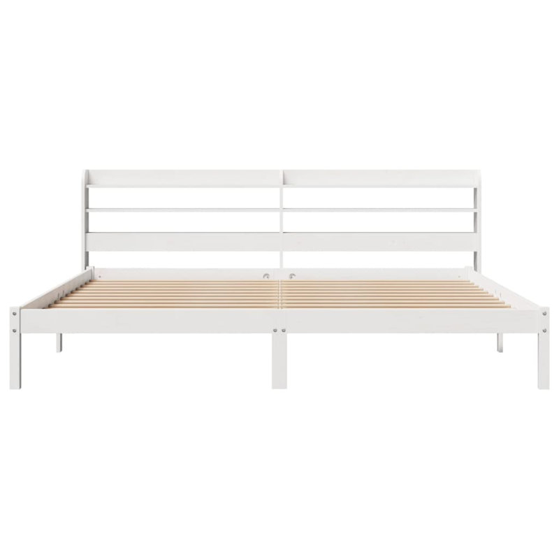 Aleida Solid Wood Storage Bed, 82cm H x 218cm W x 210cm D, White