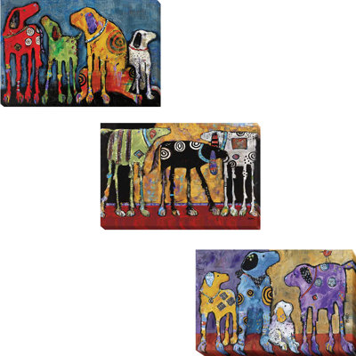" Best Friends, Looking For Trouble And Cast Of Characters " by Jenny Foster 3 - Pieces Painting Print