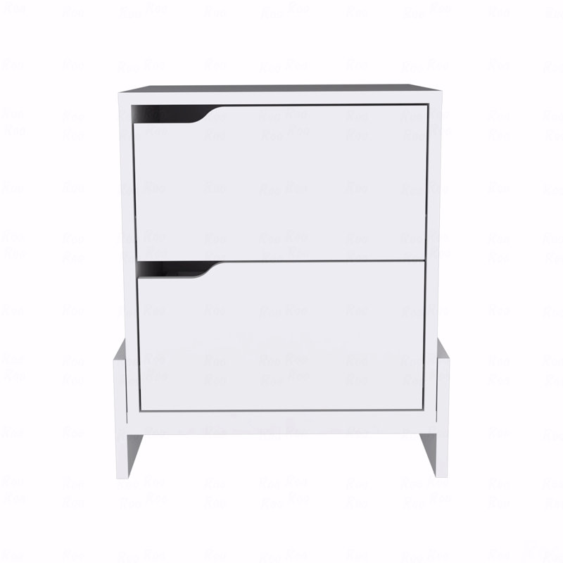 Nightstand, Bedside Table With 2-Drawers, White