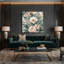Aquarelle, art floral sur toile beige