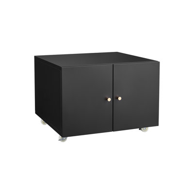Black Metal Printer Cabinet With Grey Double Doors – 360° Lockable Casters, Heavy-duty Steel Construction, Adjustable Shelves, Waterproof & Wear-resistant, Mobile Storage For Office/home/garage (5-layer Shipping Protection)