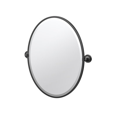 Gatco Designer Ii Wall Mounted Framed Oval Bathroom Vanity Mirror | Pivoting And Beveled Mirror In Matte Black