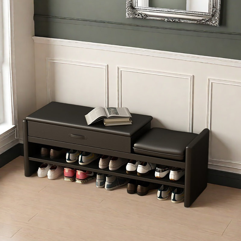 47.2in Shoe Storage Bench, Black