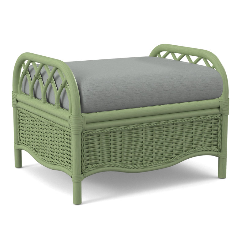 Everglade Ottoman, Celery, White Performance Fabric; 0851-94