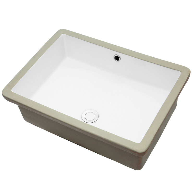 Lavabo de salle de bain rectangulaire moderne en céramique avec trop-plein 22 po x 15,5 po x 7 po, blanc, lisse et encastré 22 po x 15,5 po, design classique combiné, pour la salle de bain