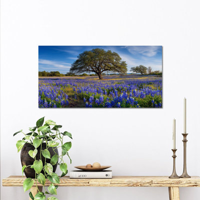 Spring Wall Art, Landscape Canvas Wall Decor, Nature Pictures Prints, Large Tree Painting Poster for Living Room Bedroom Office, Wildflower Spring Art