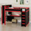 Lit mezzanine moderne avec garde-robe, bureau et tête de lit avec port USB et rangement