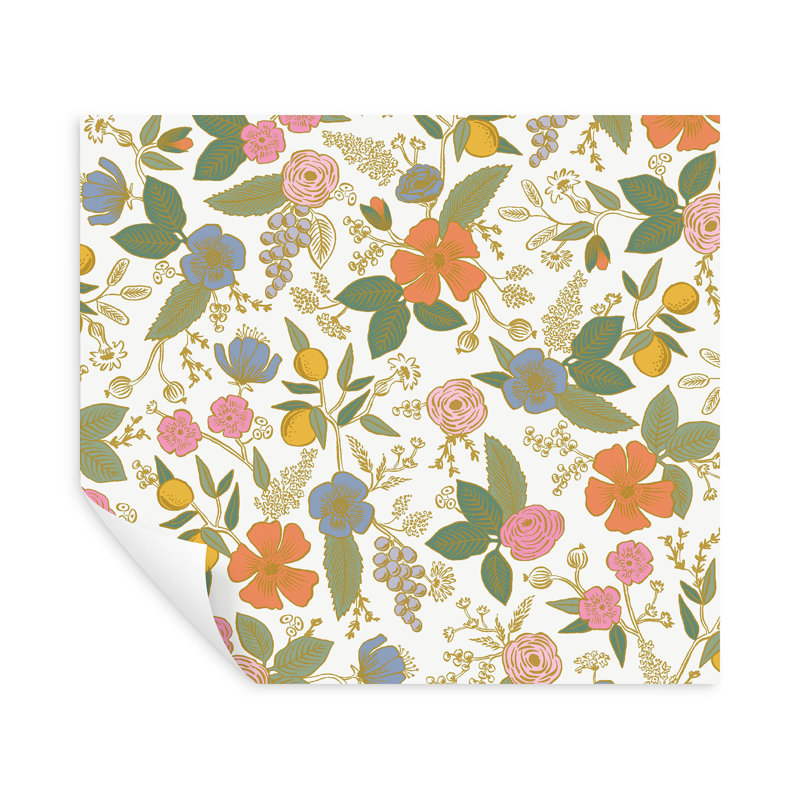 Papier peint adhésif multicolore bleu Colette, Rose multi