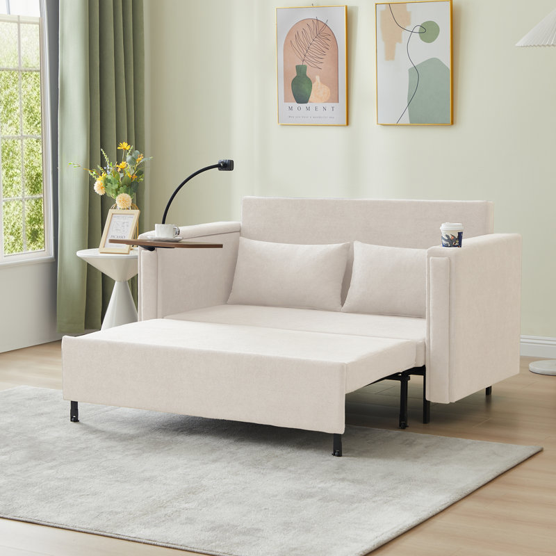 56.3'' Upholstered Sleeper Sofa, White