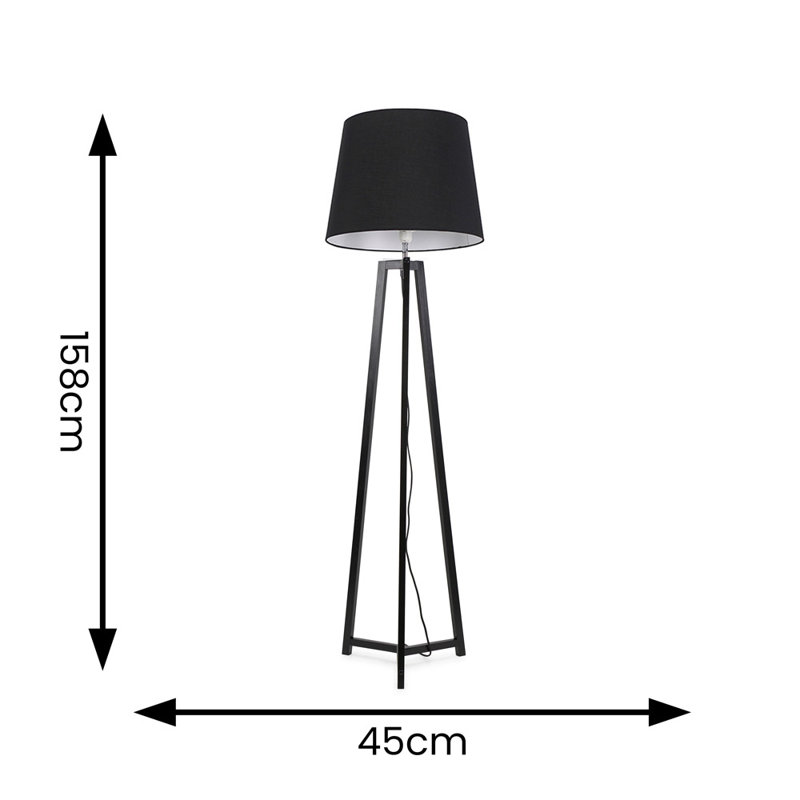 Rhavyn 148cm Traditional Floor Lamp, Matte Black, Black