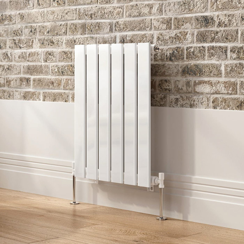 iBathUK Belgravia Horizontal Single Slim Flat Panel Radiator, 60cm H x 45.6cm W x 5.2cm D, White