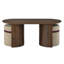 Ensemble de 2 tables basses ovales avec 2 poufs gigognes et finition noyer