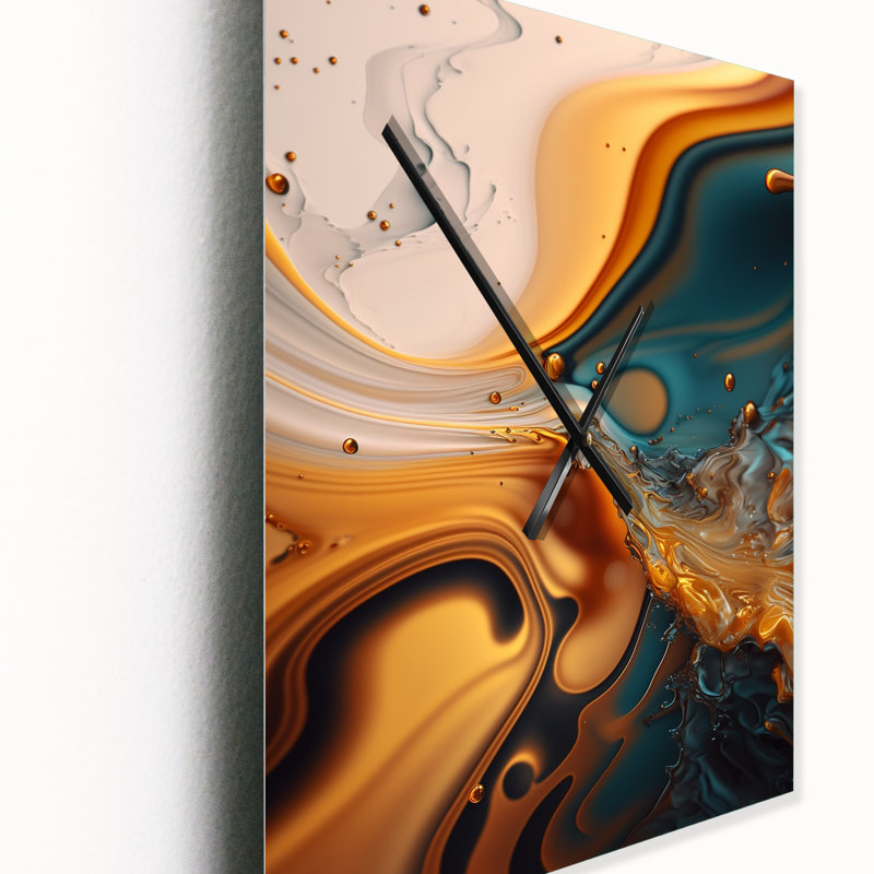 Janlucas - Horloge murale moderne à encre liquide abstraite, H 40 po x l 30 po x P 1 po