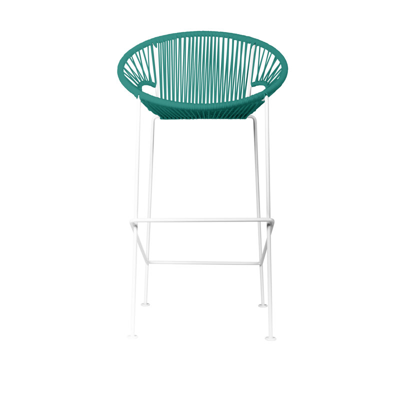 Tabouret de bar Alaena Puerto, Blanc, Turquoise