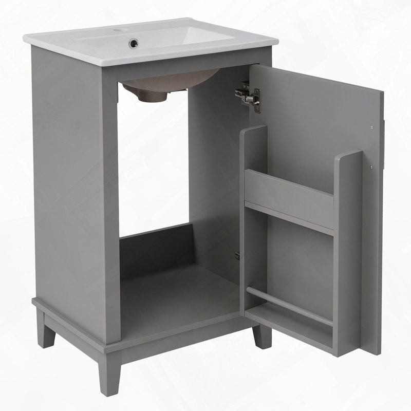 Petit meuble-lavabo avec lavabo en céramique