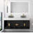 Modern Luxury Wall-mounted Vanity With 60" Solid Surface Top And Round With Rim Glass Vessel Sink-103232967