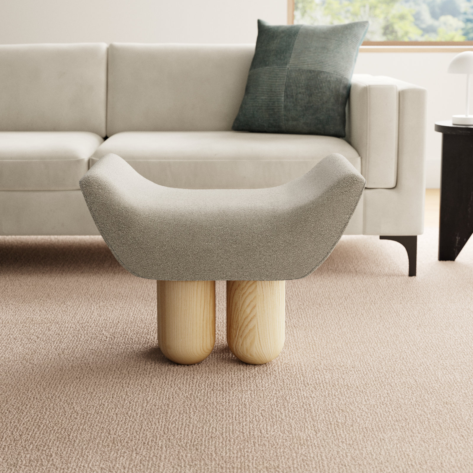 Lydie Upholstered Ottoman, Dark Brown Fabric