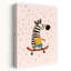 Skateboarding Zebra Fun Playful Whimsical Contemporary Zebra Wall Art Print 1 Piece Wrapped Canvas Wall Art-1803935275