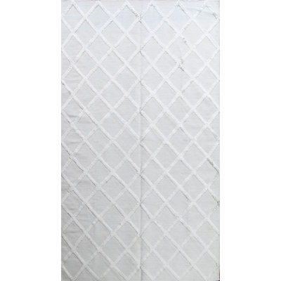 Tapis gris clair à motif géométrique fait à la main Kilim