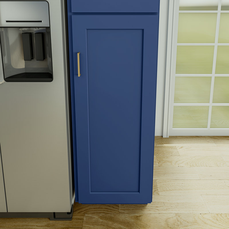 Armoire de cuisine en bois massif prête à assembler, 51", 18", Shaker bleu