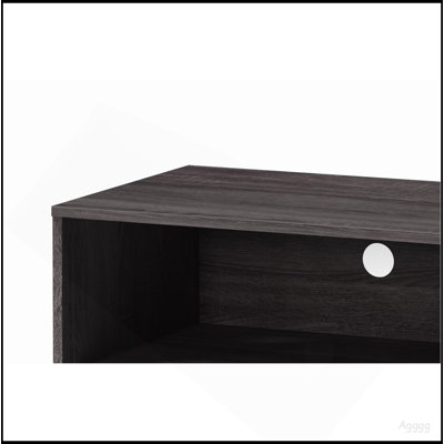Meuble télé Amidon pour téléviseur de 47,3 po ou moins, avec 2 tablettes de rangement et 1 armoire, meuble télé moderne dans le salon en gris foncé et blanc