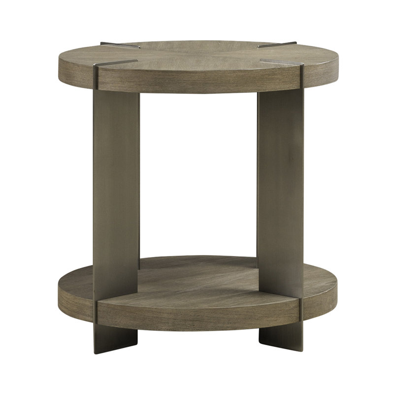 Table de bout ronde Euzelia avec pieds en métal