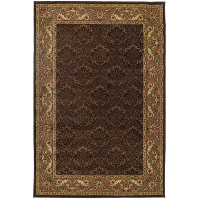 Trayner Machine Made Brown Tan Oriental Polypropylene Indoor Area Rug