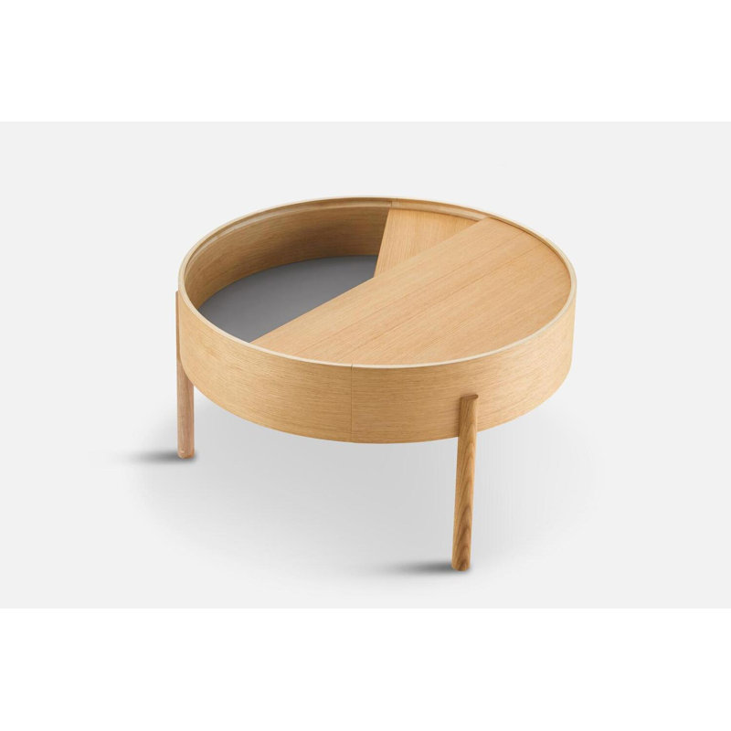 Arc Coffe Table, 15" H x 26" L x 26" W, Oiled Oak