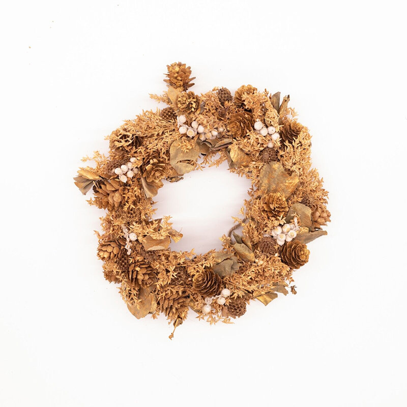 Handcrafted Faux Berry Wood 24cm Wreath, Natural Orange