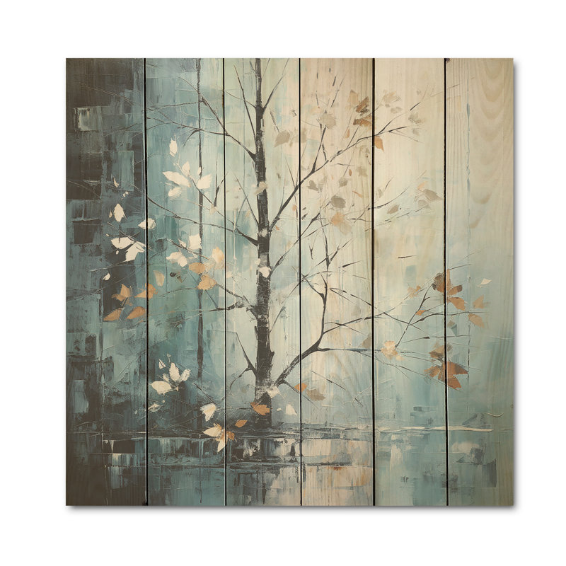 Érable clair de lune minimaliste - feuilles, art mural sur bois de pin naturel, H 15 po x l 15 po