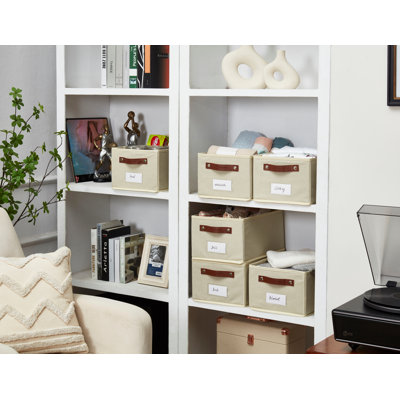 Rectangular Storage Baskets for Shelves with Label Holder