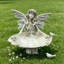 Statue d'ange féerique de jardin multifonctionnelle en résine avec plateau en forme de feuille, mangeoire à oiseaux et plateau décoratif pour une utilisation intérieure et extérieure