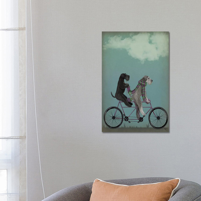 Schnauzer Tandem by Fab Funky - Print on Canvas, No Frame, 66.04 cm H x 45.72 cm W x 1.91 cm D