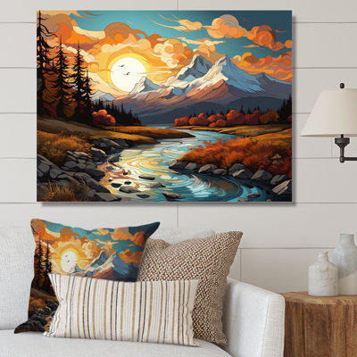 " Landscape Vangogh Mountain Serenity III " Mixed Media Print