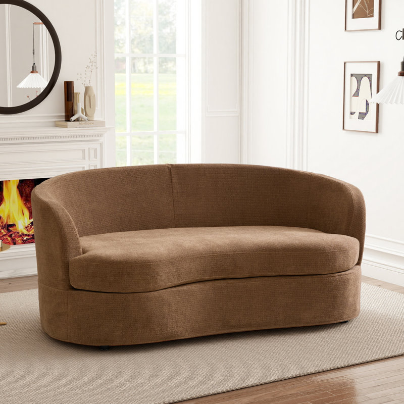 Causeuse avec housse en chenille et coussins de l 73,8 po, Brun