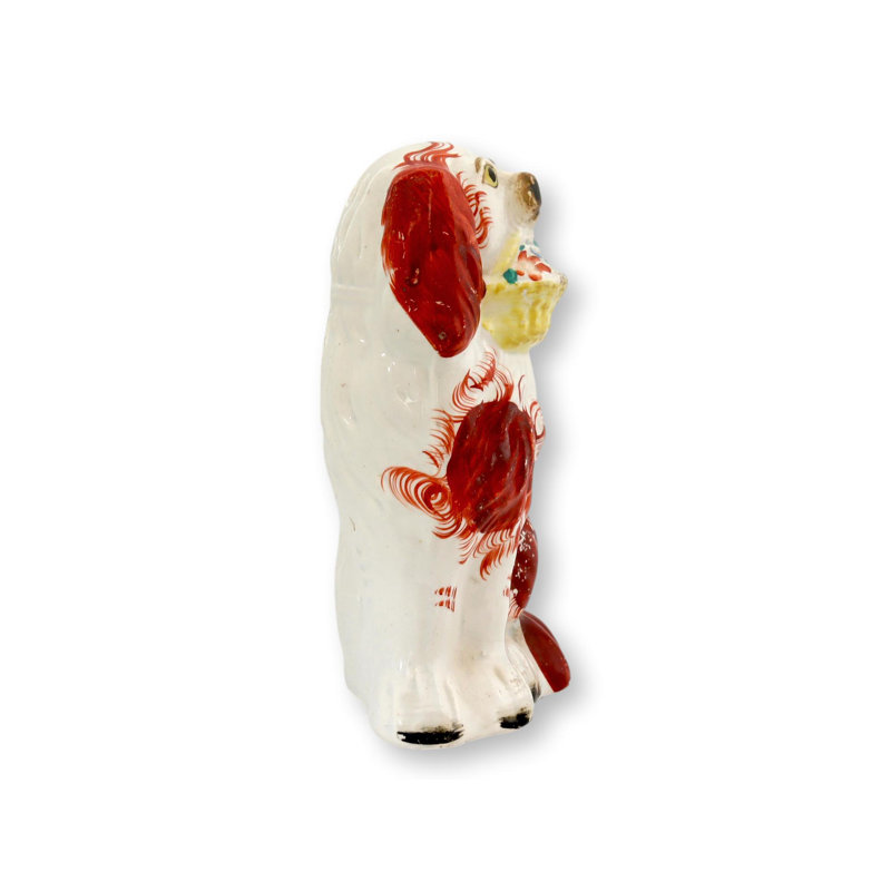 Antique English Staffordshire Basket Dog