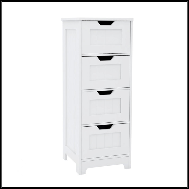 Armoire de rangement autoportante blanche à 4 tiroirs