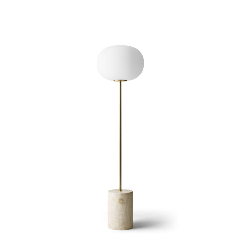 JWDA Floor Lamp, Brushed Brass/Beige Travertine Stone