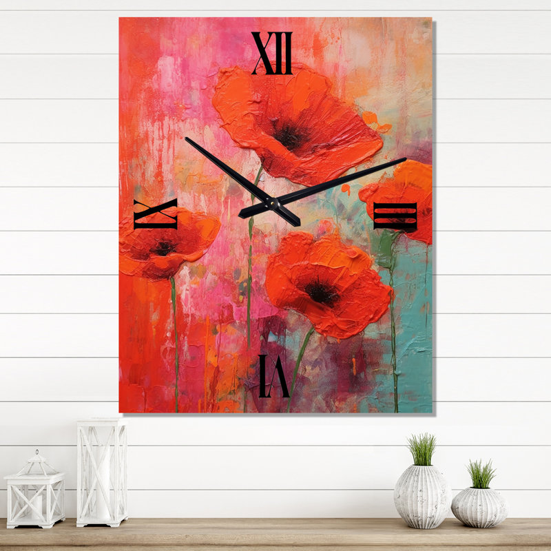Horloge murale Fiacre - Coquelicots surdimensionnée, Petit