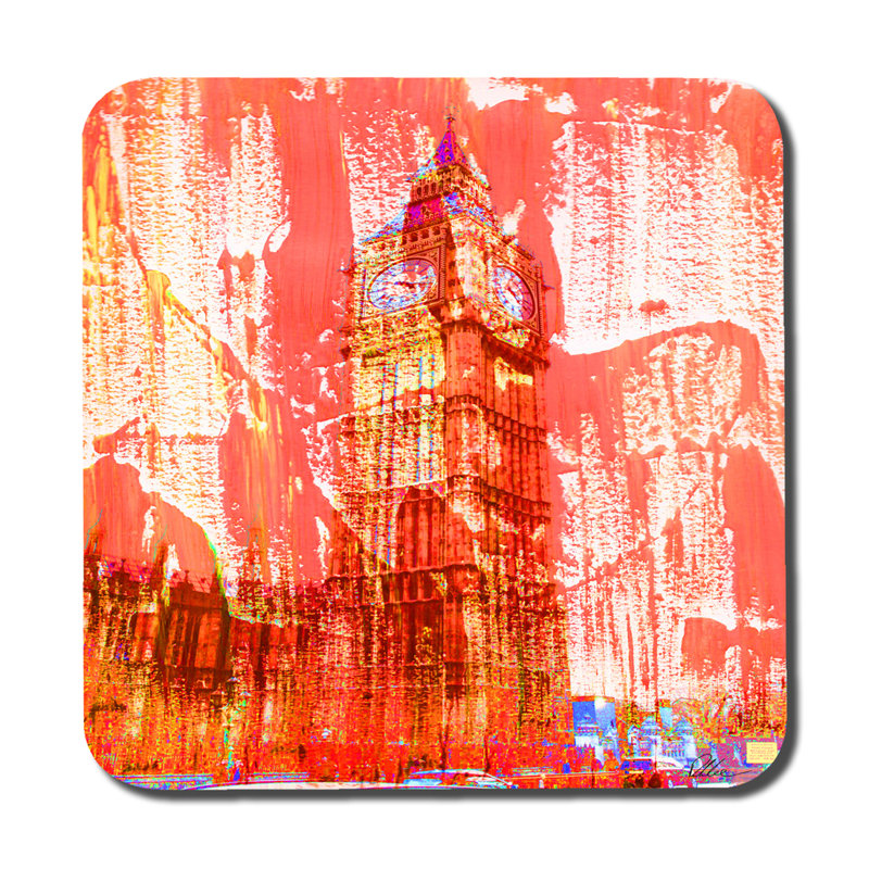 Square 6 Piece Coaster Set, Red