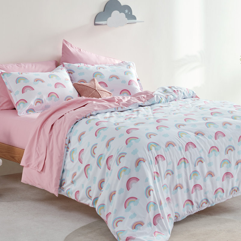  Space Rocket Reversible Duvet Cover Set, Full/Queen, Rainbow