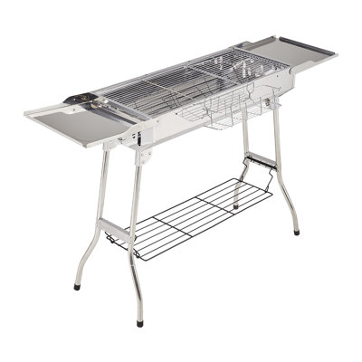 Breeins 120 cm W Portable Grills Grill / Smoker Combo Charcoal Grill Gas & Charcoal Combo Grill