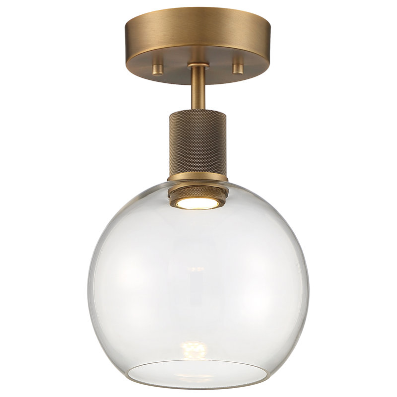 Southglenn Glass Semi Flush Mount, Antique Brushed Brass