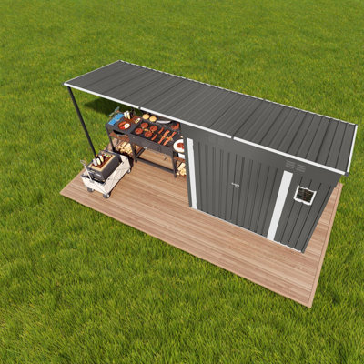 In 1 Storage Sheds, Metal 12x4 Ft Modern Patio Backyard Shelter