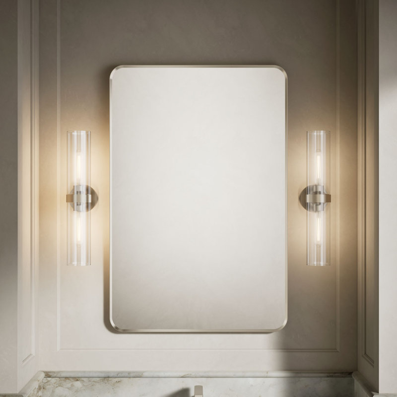 Miroir de salle de bain mural, Nickel brossé, 45 po x 30 po
